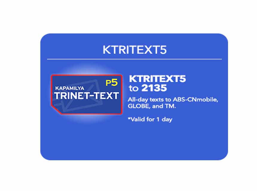 ABS CBN Mobile KTRITEXT5 5 Pesos All Day Text Promo