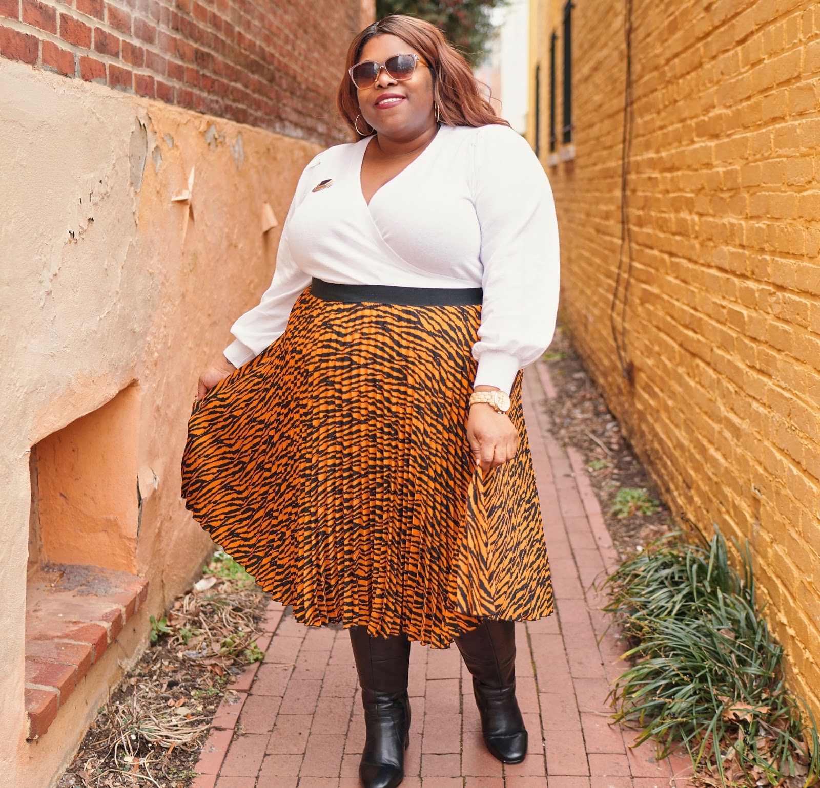 Cream animal print 2025 wrap midi skirt