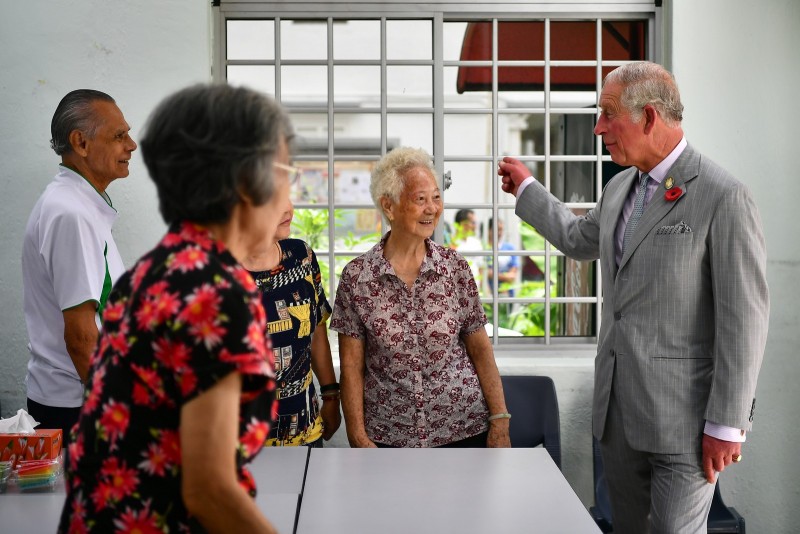 Prince Charles at Tiong Bahru estate's residence corner.
