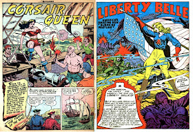 Corsair Queen splash, Buccaneers 25; Liberty Belle splash, Boy Commandos 1