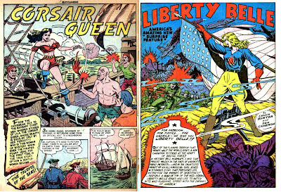 Corsair Queen splash, Buccaneers 25; Liberty Belle splash, Boy Commandos 1