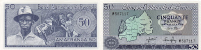 Ruanda: Billete de 50 francos ruandeses de 1976