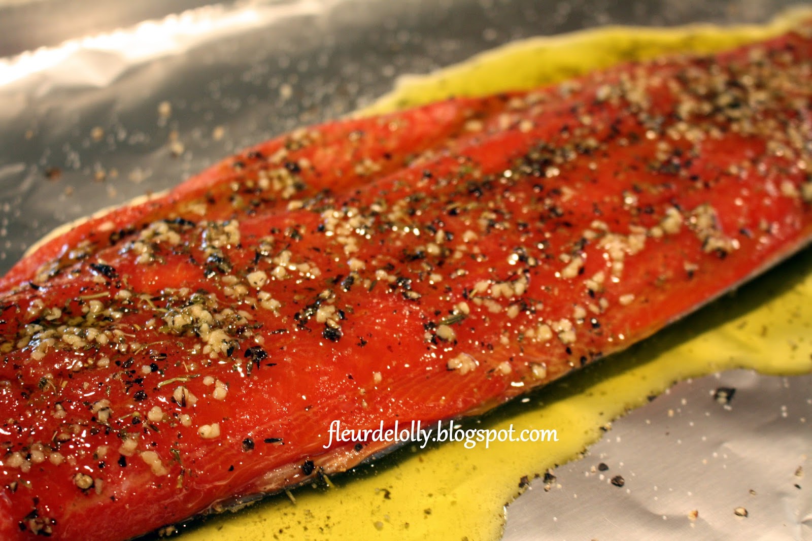 Fleur de Lolly Baked Garlic Lemon Sockeye Salmon served over sauteed