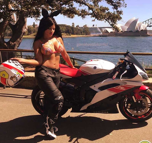 Girl on Yamaha Motorcycle