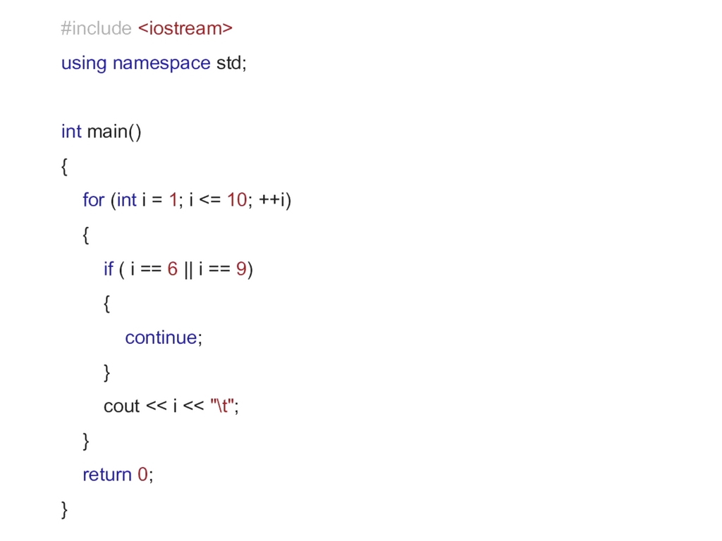 C++ continue Statement ~ Concept of C++