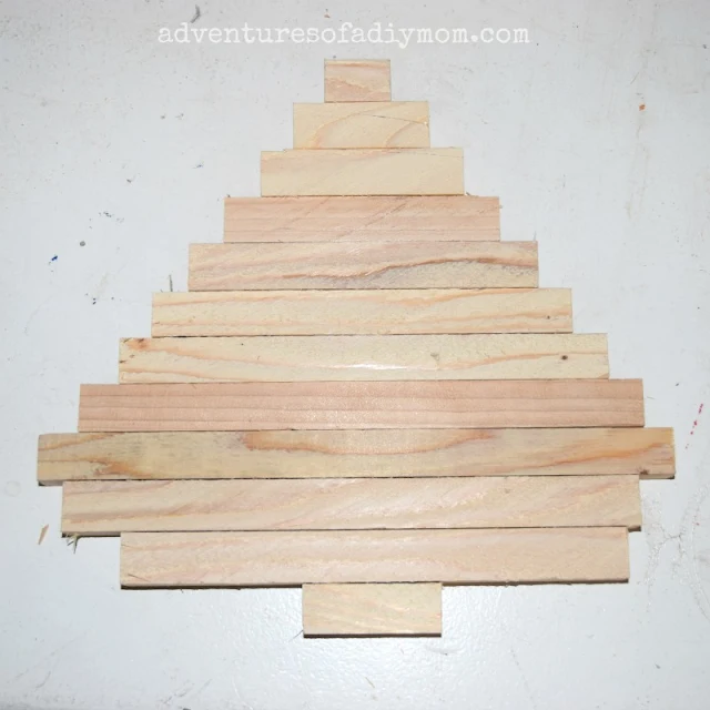 square dowels cut out for tree
