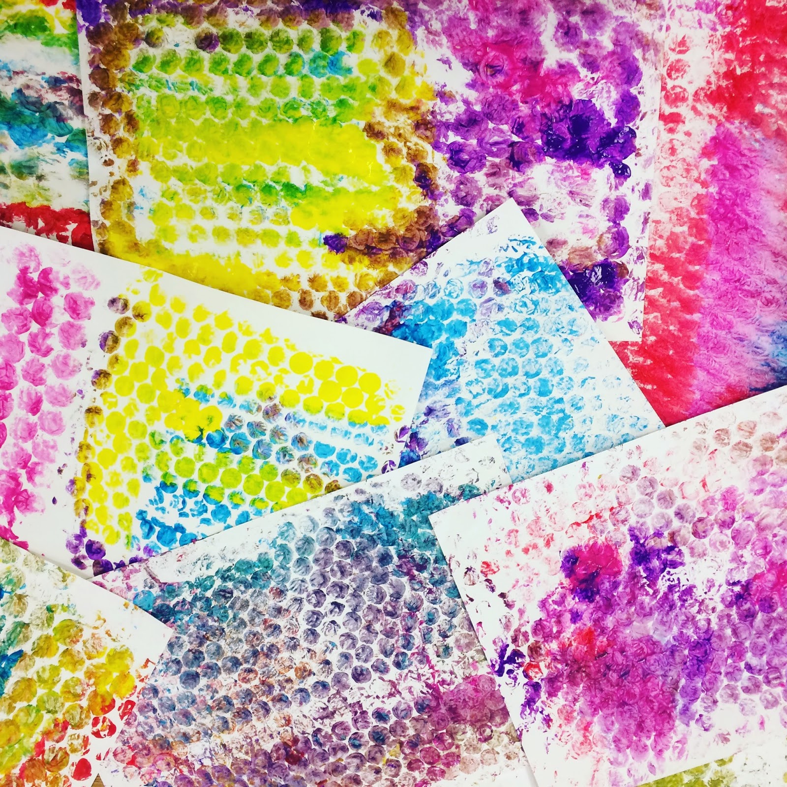 MISS BRIGHT BLUE HUE Autism & Art Bubble Wrap Printing.