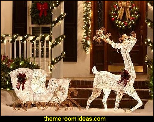 CHRISTMAS DECORATION YARD LAWN GARDEN REINDEER & SLEIGH LIGHTED CHRISTMAS DECORATION YARD LAWN GARDEN REINDEER & SLEIGH LIGHTED