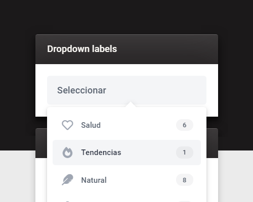 Gadget lista de etiquetas desplegable