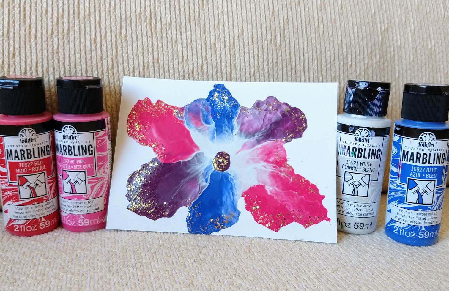 A Passion For Cards Marbling Paint blowing petals