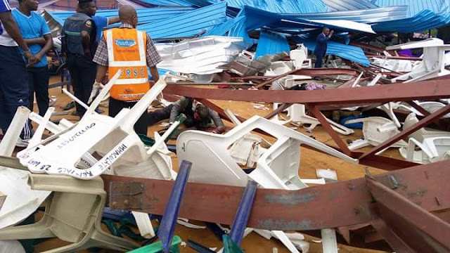 Governor Udom escapes death as Reigners Bible church collapses in Uyo [PHOTOS]