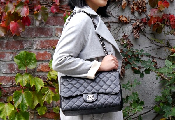 Minimalist grey trench and Chanel