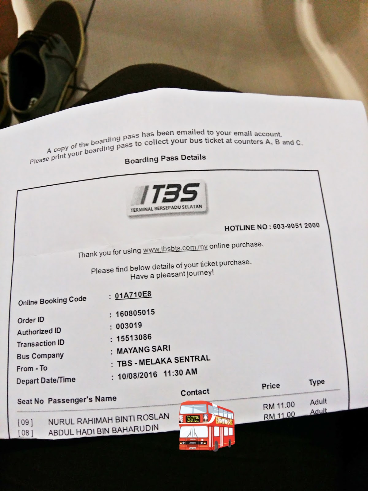 Online tbs bus ticket Tiket Bus