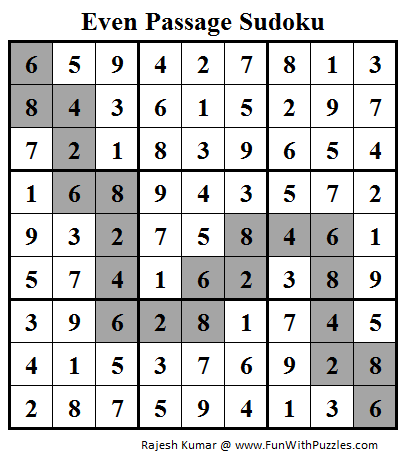 Even Passage Sudoku (Daily Sudoku League #91) Solution