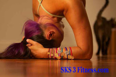 yoga girl is showing Shirshasana Steps Headstand pose or Sirsasana steps with Interlock fingers