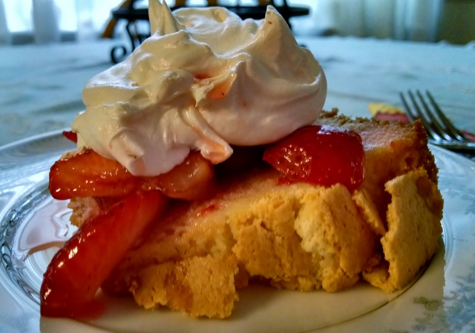 Sour Cream Vanilla Almond Pound Cake Topped with Fresh Strawberries