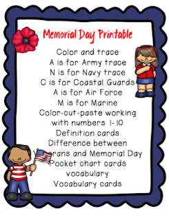 Memorial Day Printable ~ Preschool Printables