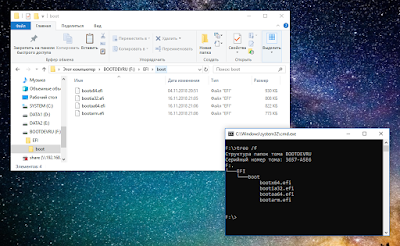 Efi shell команды для установки windows 10 через usb