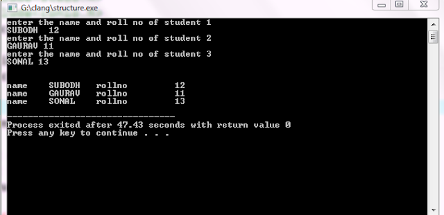 www.programmingwithbasics.com C Program To Create Array of Structure in C Language.