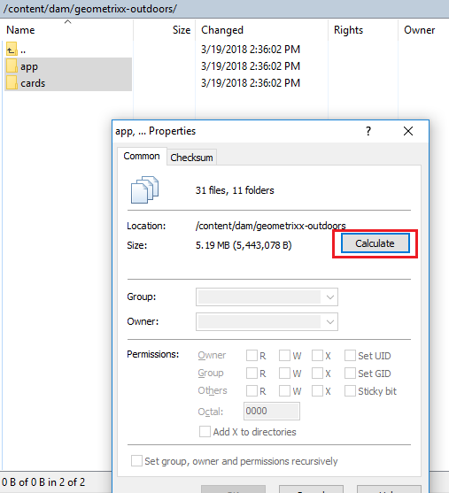 Different approaches to calculate content/DAM folders size in Adobe