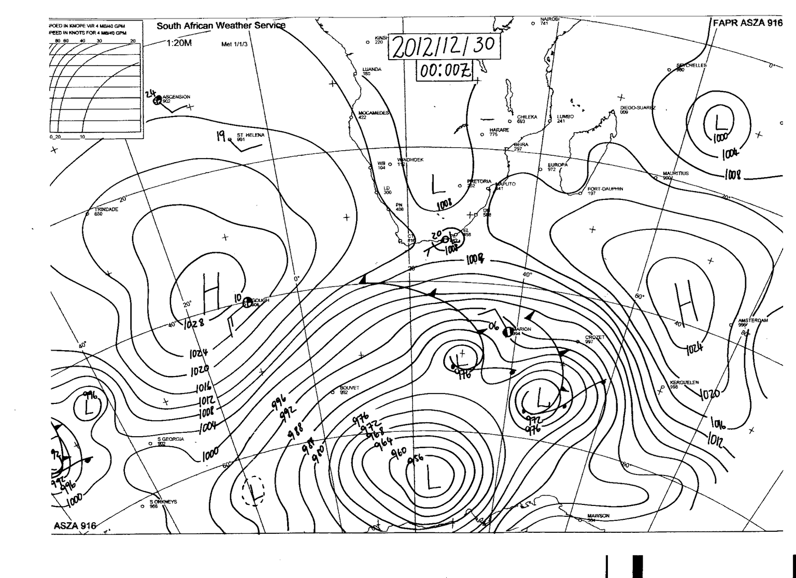 SA Weather and Disaster Observation Service: Sea Level Synoptic Chart ...