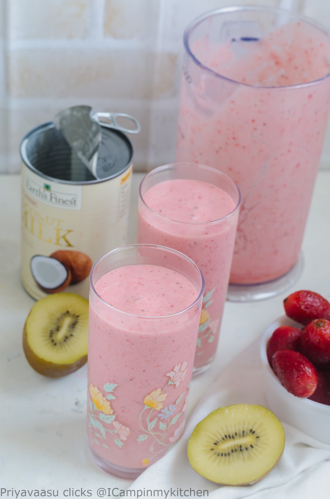 Kiwi Strawberry Coconut Milk Smoothie I Camp in my Kitchen