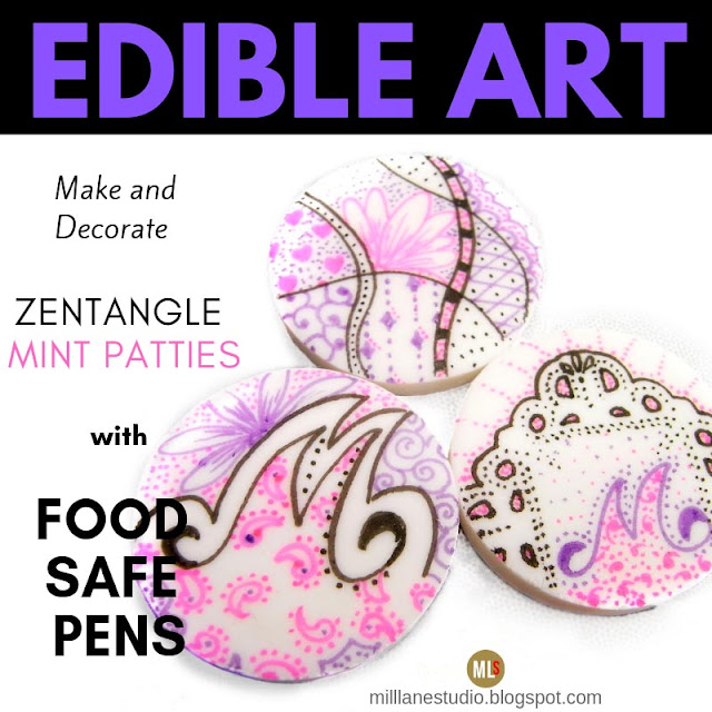 Handmade and decorated Zentangle Mint Patties