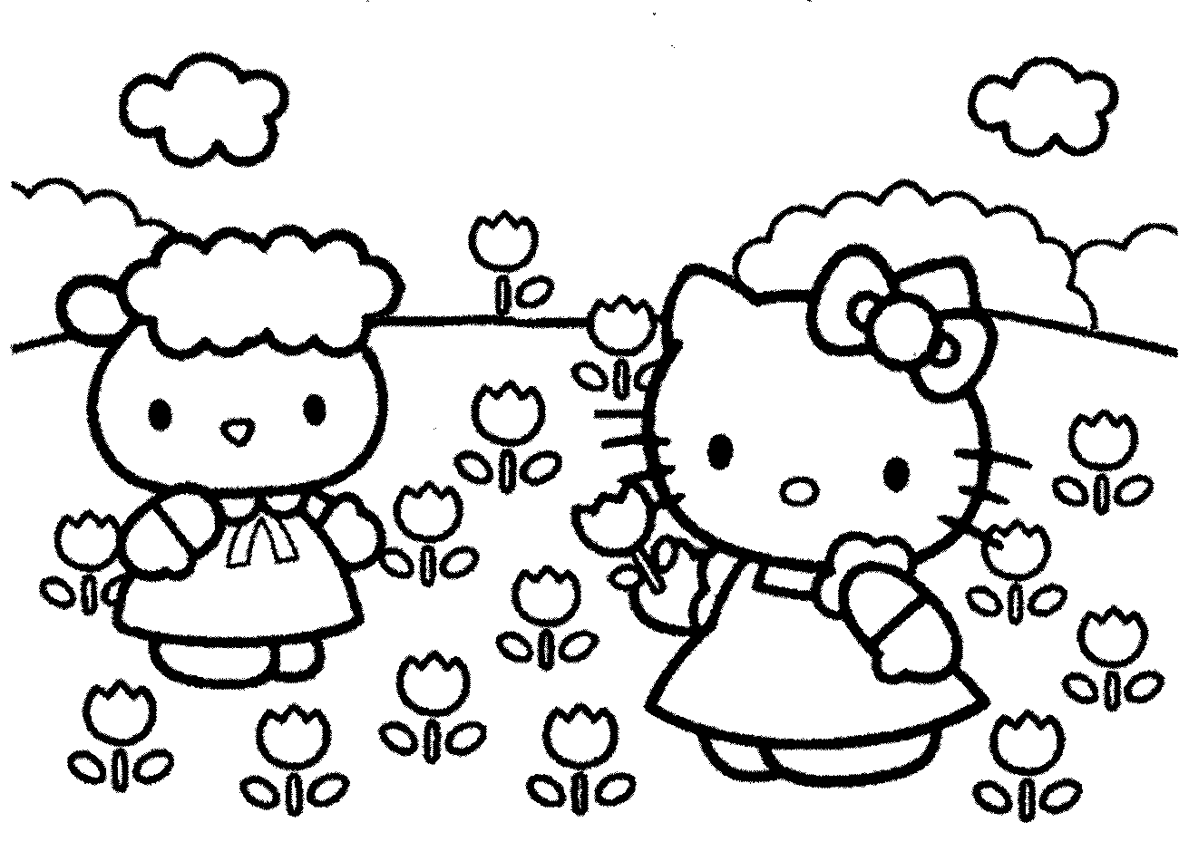 Kumpulan Gambar Hello Kitty Untuk di Warnai Anak-anak PAUD