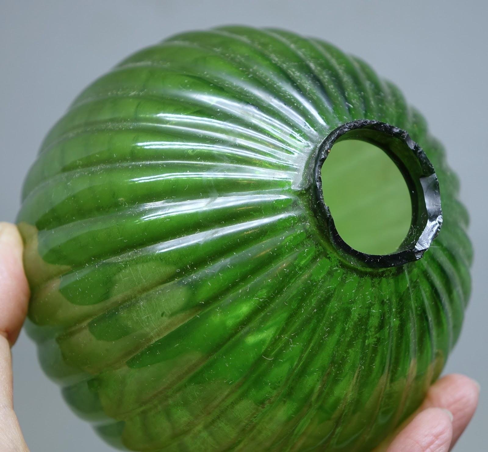 Rare Vintage Ribbed Green Glass Lightning Rod Ball eBay