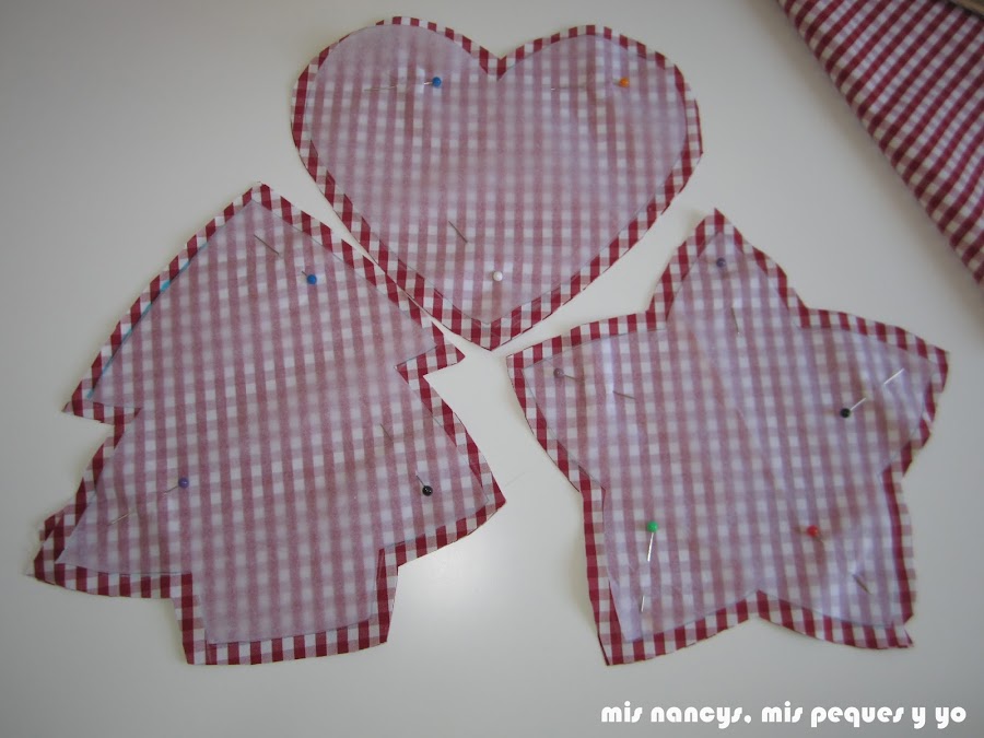 mis nancys, mis peques y yo, tutorial DIY adornos Navidad, tela cortada
