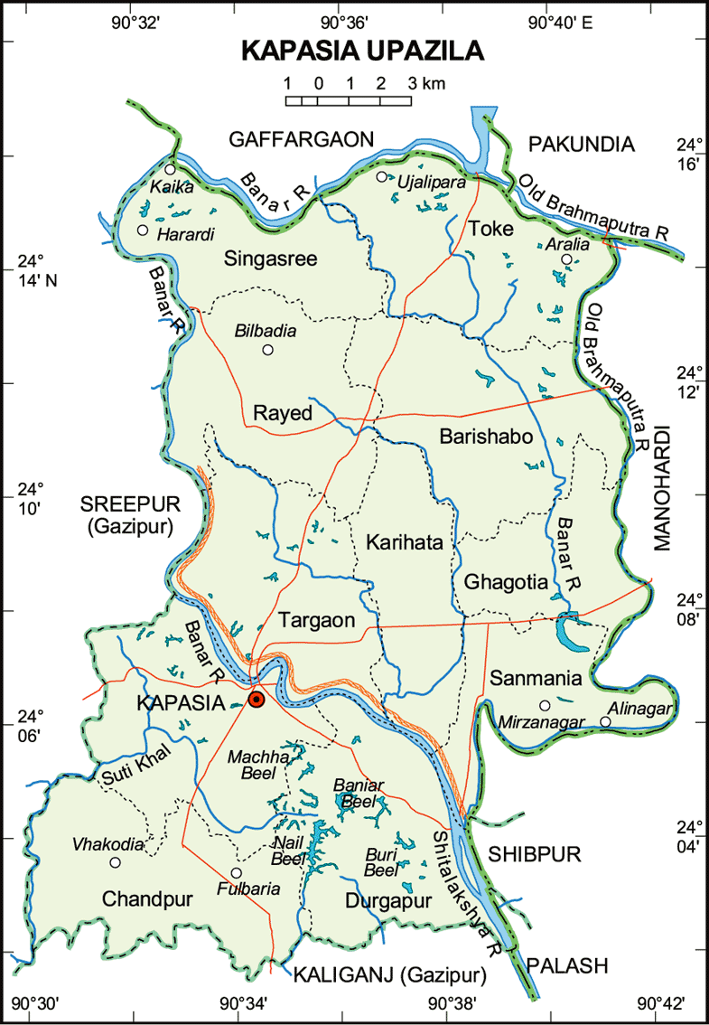 Kapasia Upazila Map Gazipur District Bangladesh