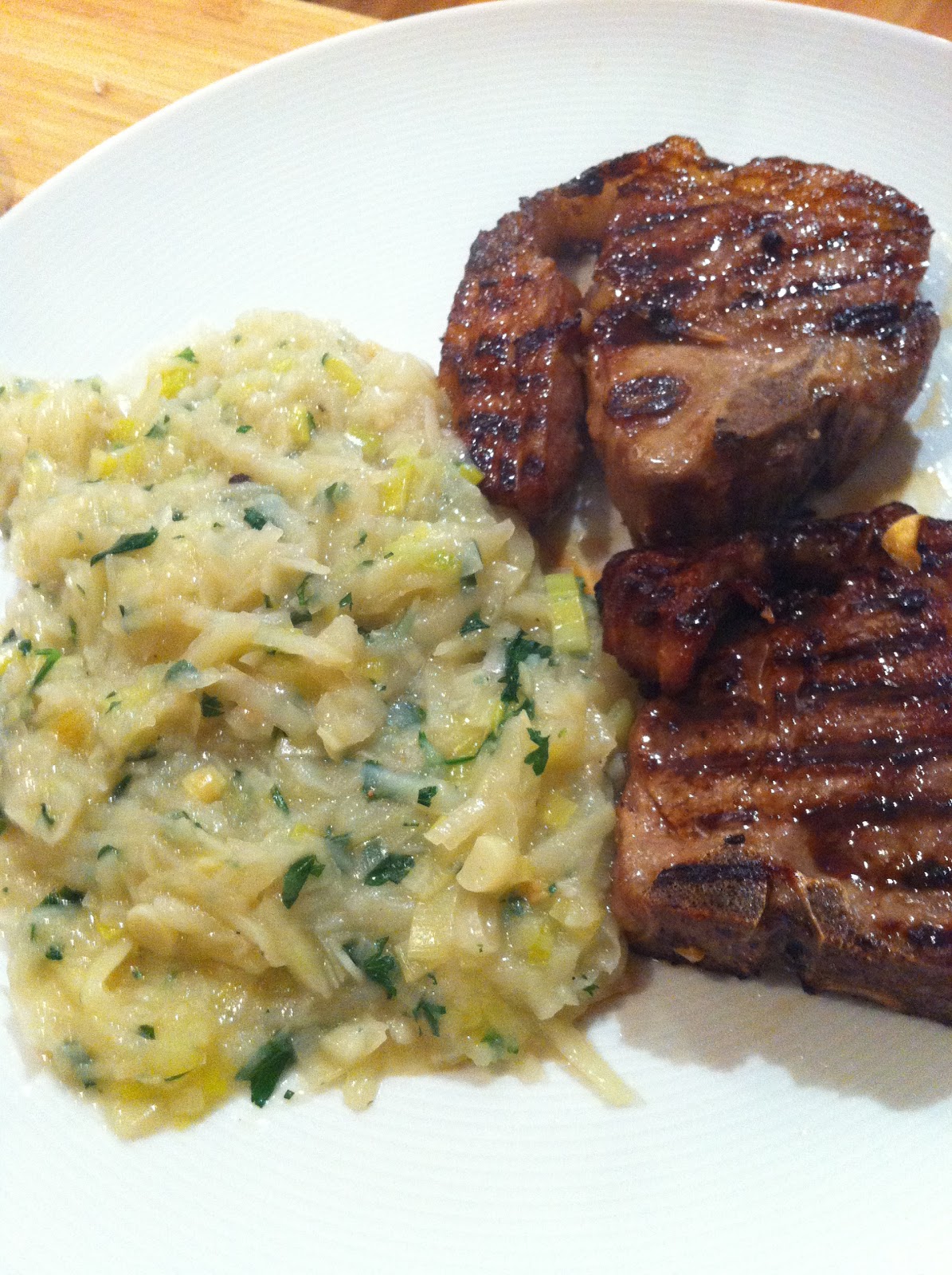 Working Meals for a Working Mum Lamb Chops with Leek and Potato Porridge