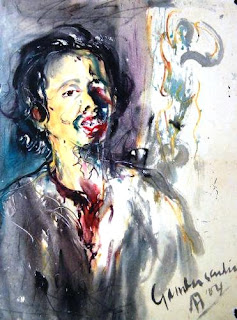 Lukisan Karya Affandi dengan Tema Self-Potrait Lukisan Karya Affandi dengan Tema Self-Potrait _ Medium: Oil paint, Canvas _ Tahun Pembuatan: 1944 _ Dimensi Karya: cm x 53 cm x 72 cm _ Deskripsi: Foto karya berasal dari buku "Affandi Vol I,II,III", koleksi Perpustakaan IVAA.