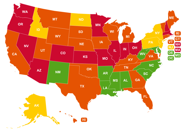 Демократы и республиканцы в сша по штатам. Контуры стран. Красный штат. United states map. State coloured.