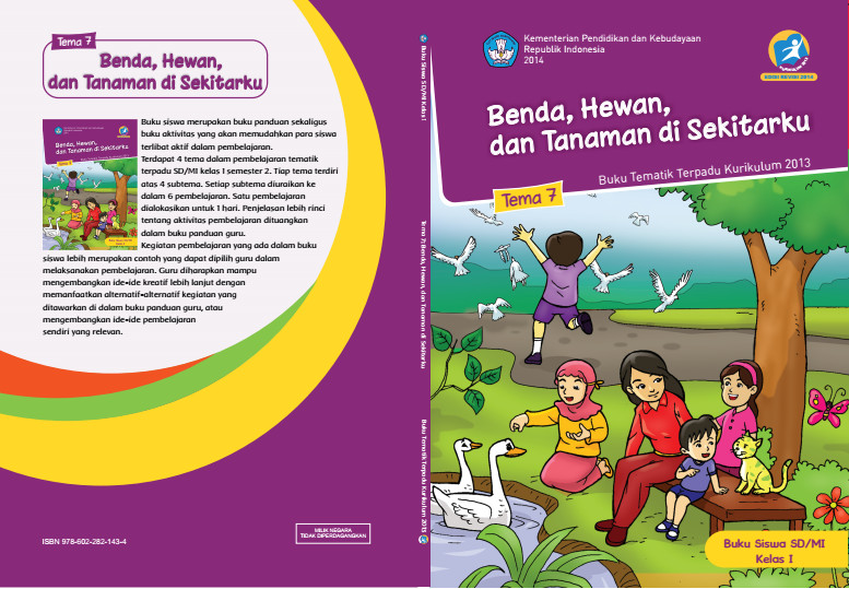 Download Buku Tematik Kurikulum 2013 SD/MI Kelas 1 Tema 7 Benda, Hewan, dan Tanaman di Sekitarku Edisi Revisi Format PDF