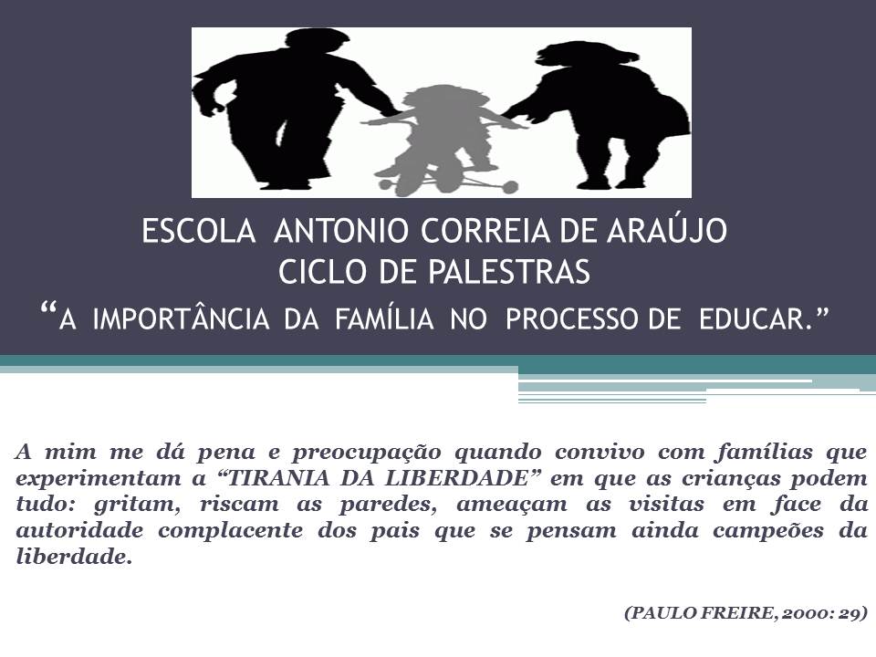 Escola Antônio Correia de Araújo: Palestra A importância da família no ...