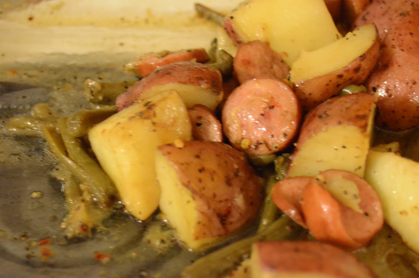 Mom Discovering Joy Sausage with Potatoes and Green Beans