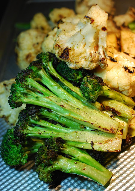 Cauliflower and broccoli just off the grill.  Photo by Greg Hudson