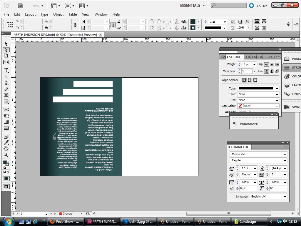 Sophie Wilson//Design Practice InDesign Final Design The Design Process.