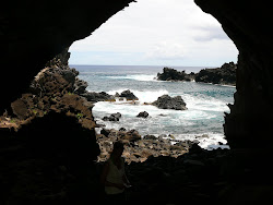 Inside Ana Kai Tangata Ceremonial Cave, Hanga Roa, Easter Island