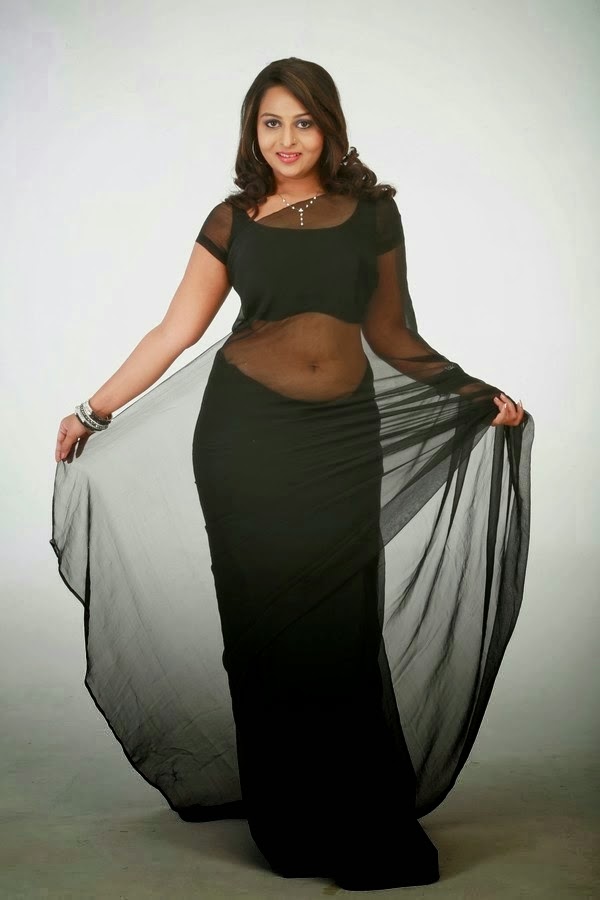 Divya Prabha Black Saree Hot Transparent Navel Hot Stills