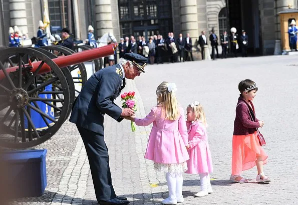 Crown Princess Victoria wore Acne Studios Avalon coat, Princess Estelle wore a pink coat, Princess Sofia and Queen Silvia