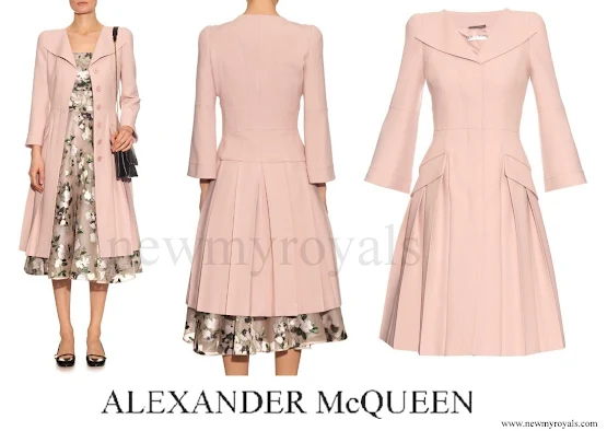 Princess Madeleine wore ALEXANDER MCQUEEN Open-neck pleated coat