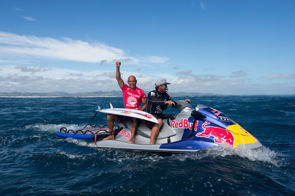 Kelly Slater celebrando la victoria en el Volcom Fiji Pro - Photo: Bielmann ASP