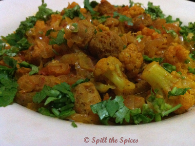 Soya Chunks and Cauliflower Curry | Spill the Spices