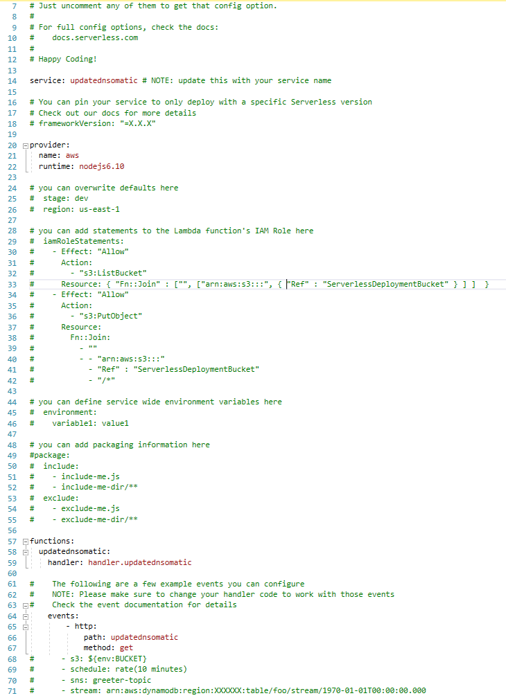 Integration stuff Amazon AWS Lambda function to update DNSOMatic