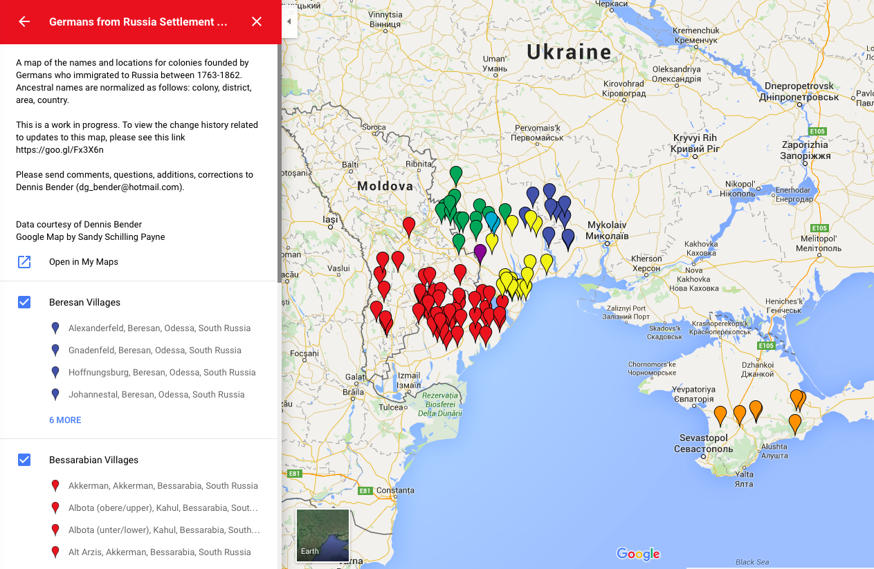 Germans from Russia Settlement Locations February 2018
