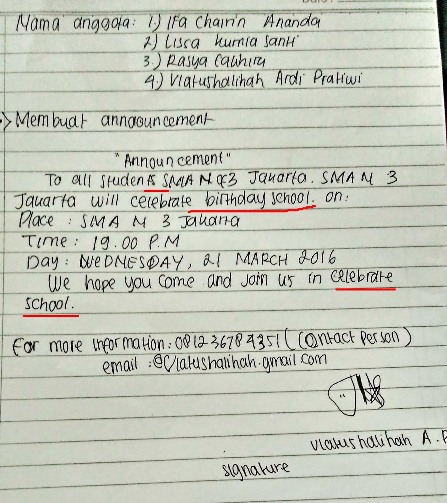 Contoh Soal Bahasa Inggris Kelas 10 Tentang Announcement