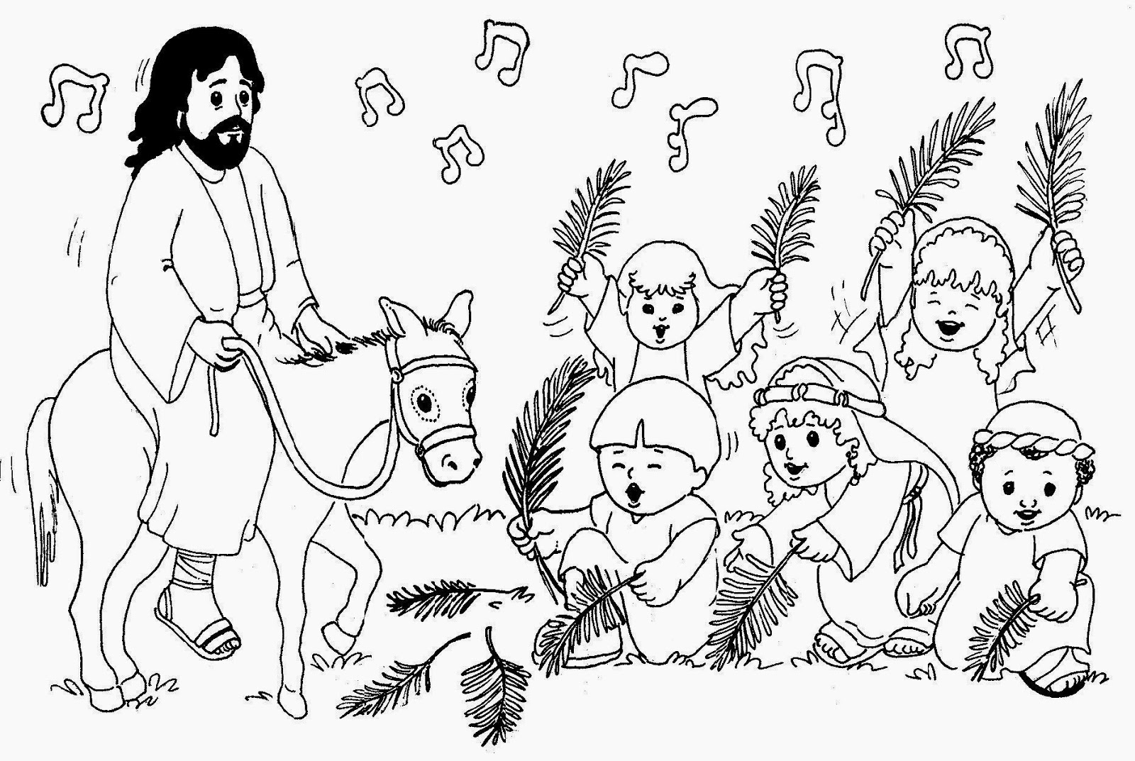 Escola Dominical Infantil Atividade para colorir A entrada triunfal de Jesus em Jerusalém JUERP