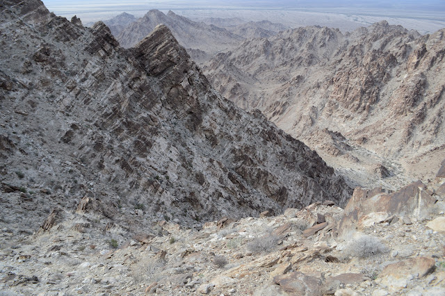 steep wash down to the main wash on the north side of the mountain